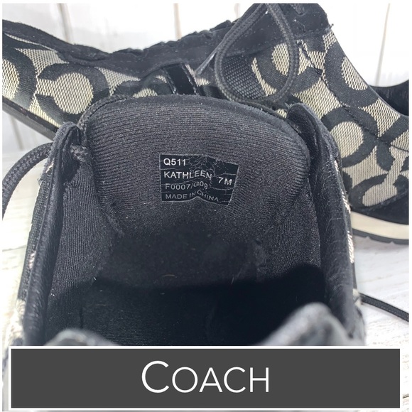 Coach “Kathleen” Sneakers Signature “C” Design, Black Suede, Patent Leather 7M - Picture 7 of 11